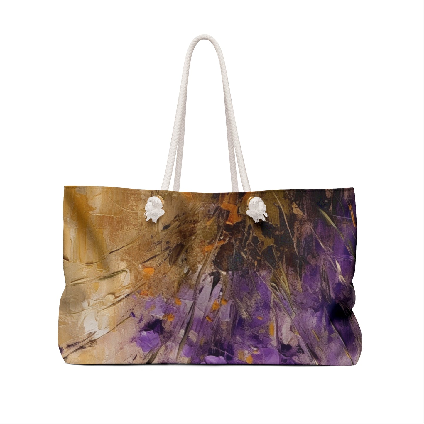 Expressive Lavender Drawing on Weekender Bag: A Symphony of Colors and Petals