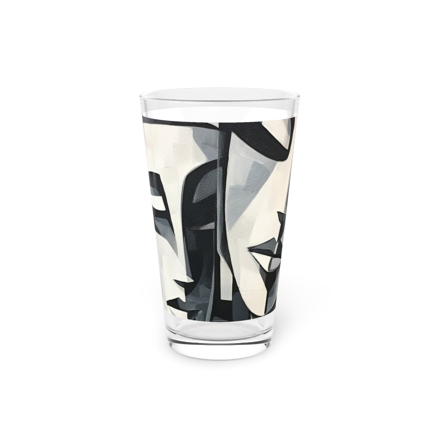 Abstract Oil Paint Pint Glass: Cubist Artistry in a Portable Masterpiece