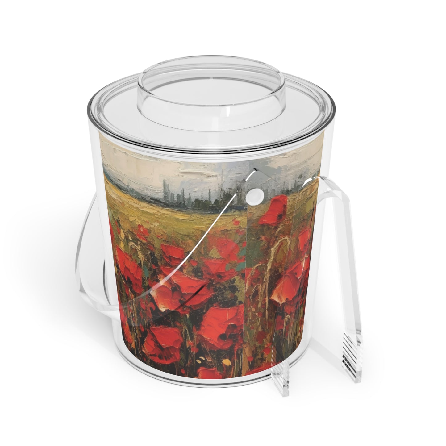 Abstract Poppy Fields: Ice Bucket with Tongs for Artistic Inspiration