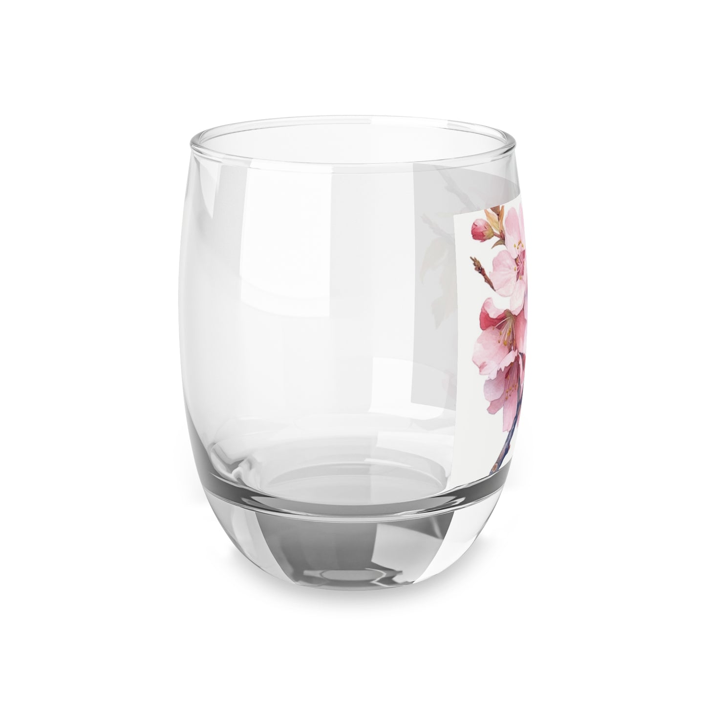 Whimsical Delight: Watercolor Cherry Blossom Tree Whiskey Glass