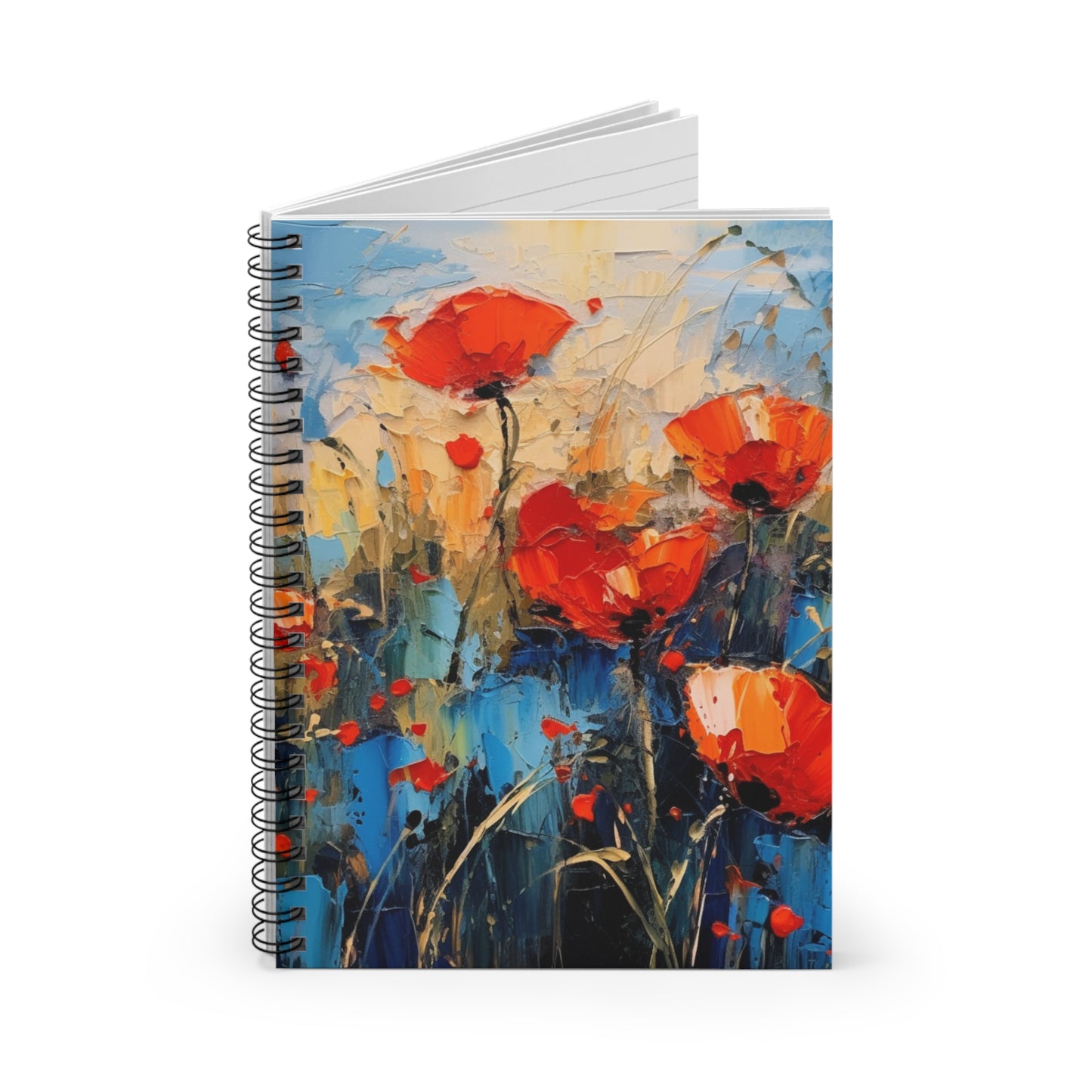 Spiral Notebook Paradise: Abstract Poppy Artwork and Flower Drawings