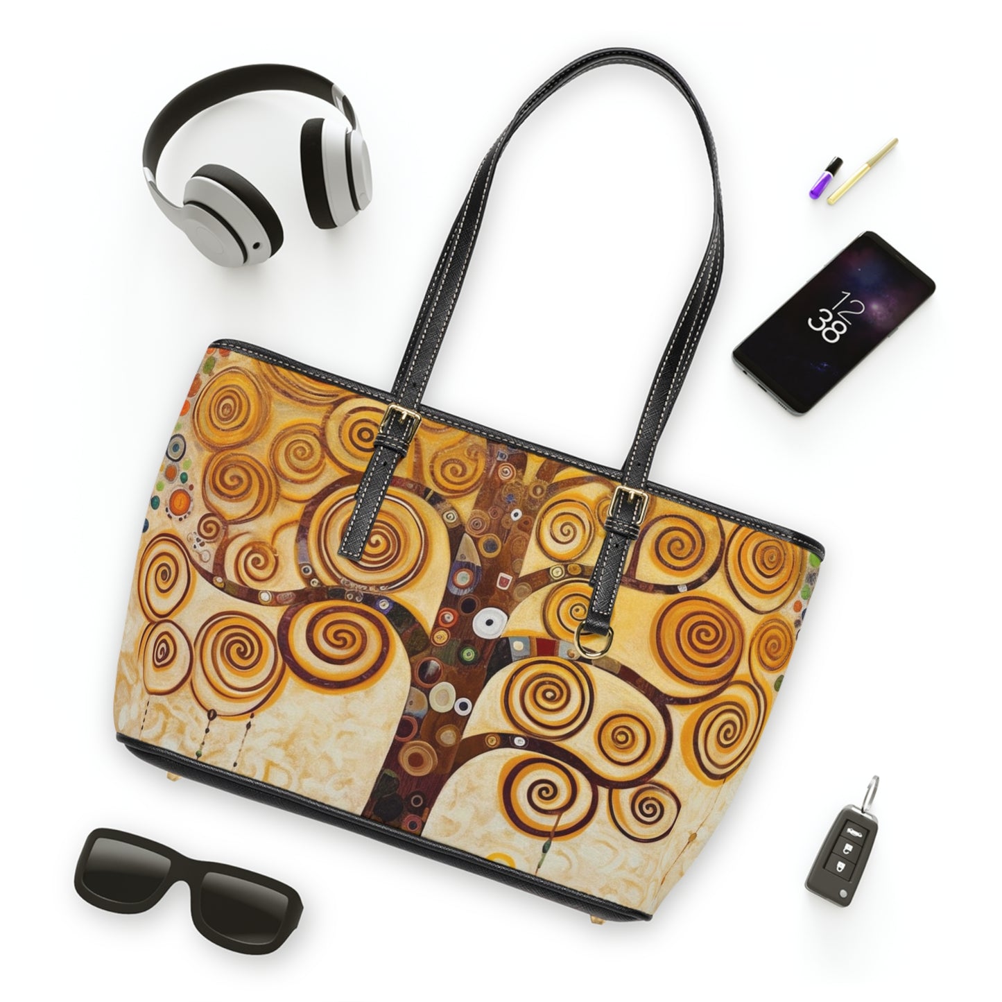 Captivating Artistry: The Tree of Life PU Leather Shoulder Bag, Inspired by Gustav Klimt's Timeless Masterpiece
