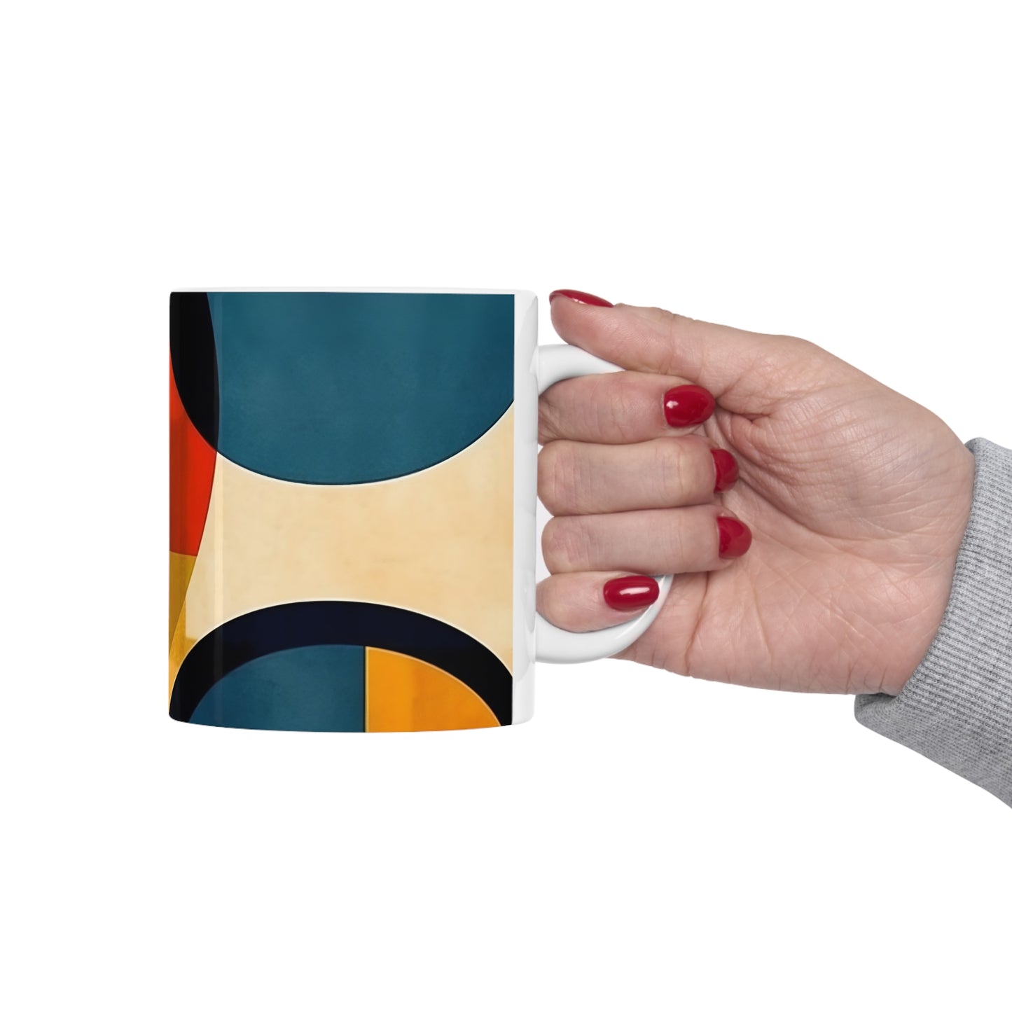 Sleek Geometric Style: Midcentury Modern Mug with Abstract Geometric Art