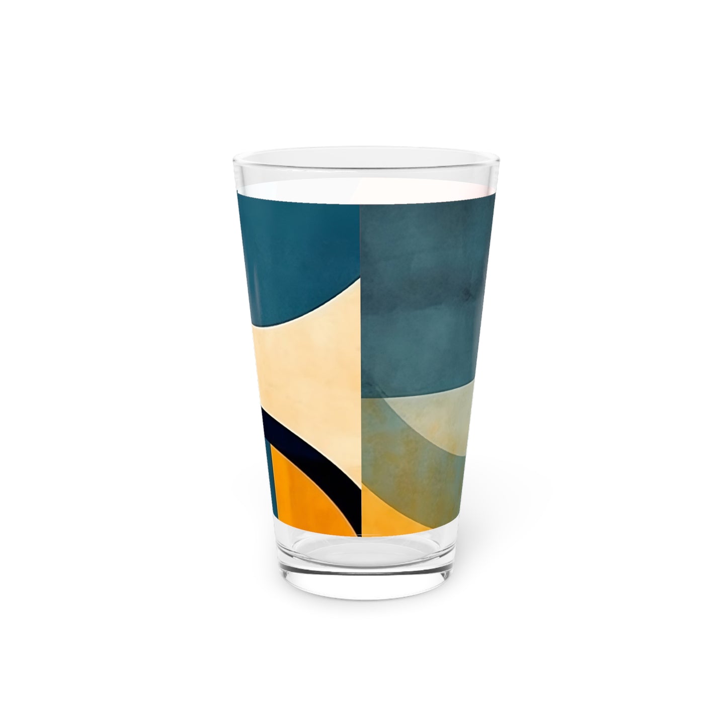 Geometric Wonders: Abstract Midcentury Modern Pint Glass for Art Lovers