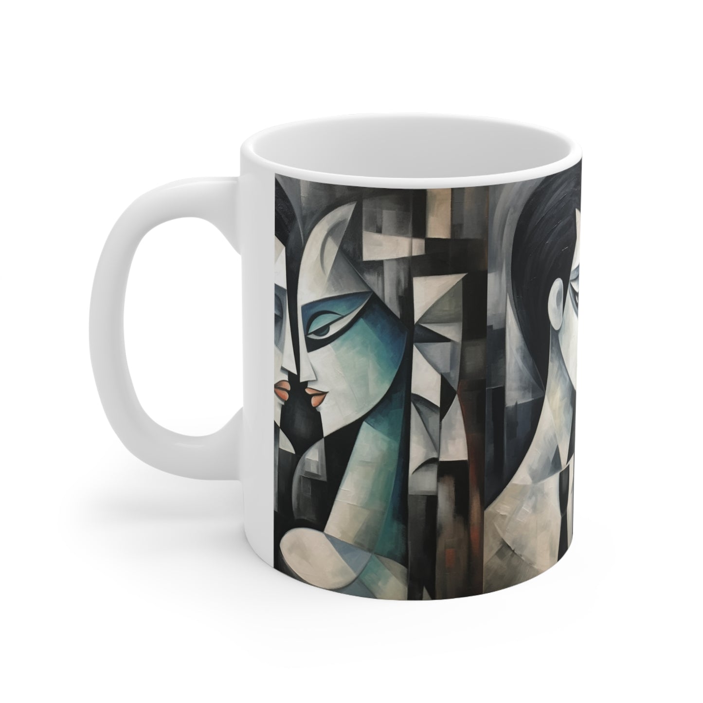 Ceramic Mug with Cubist Art: Artistic Finesse and Abstract Flair