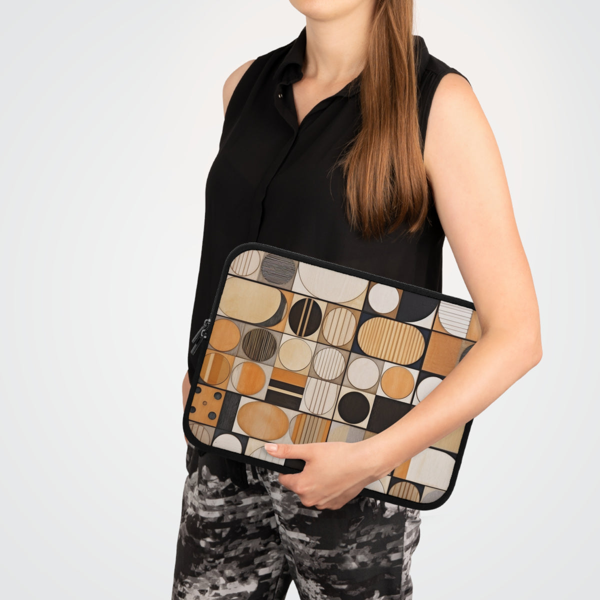Organic Harmony: Geometric Laptop Sleeve Inspired by Earthy Palettes
