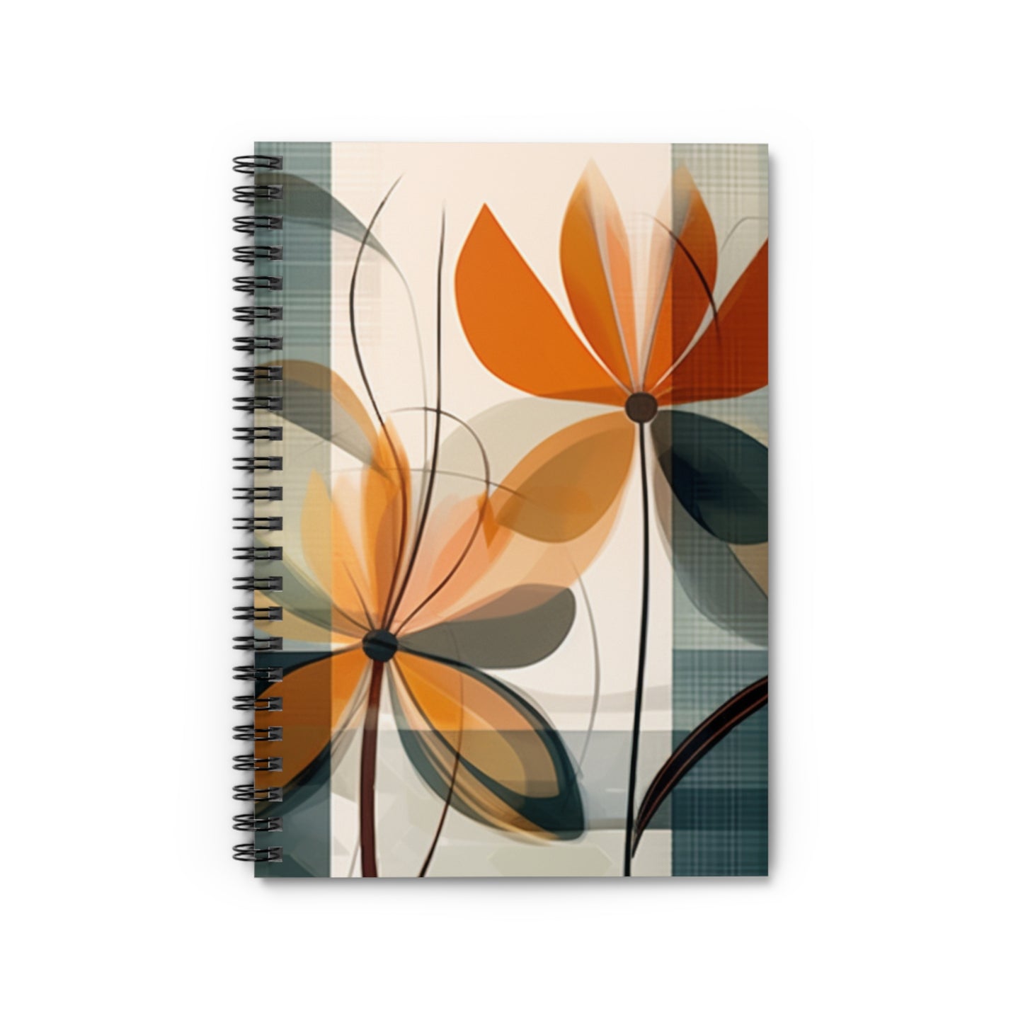 Abstract Floral Harmony: Flower Drawings and Modern Artistry on a Spiral Notebook