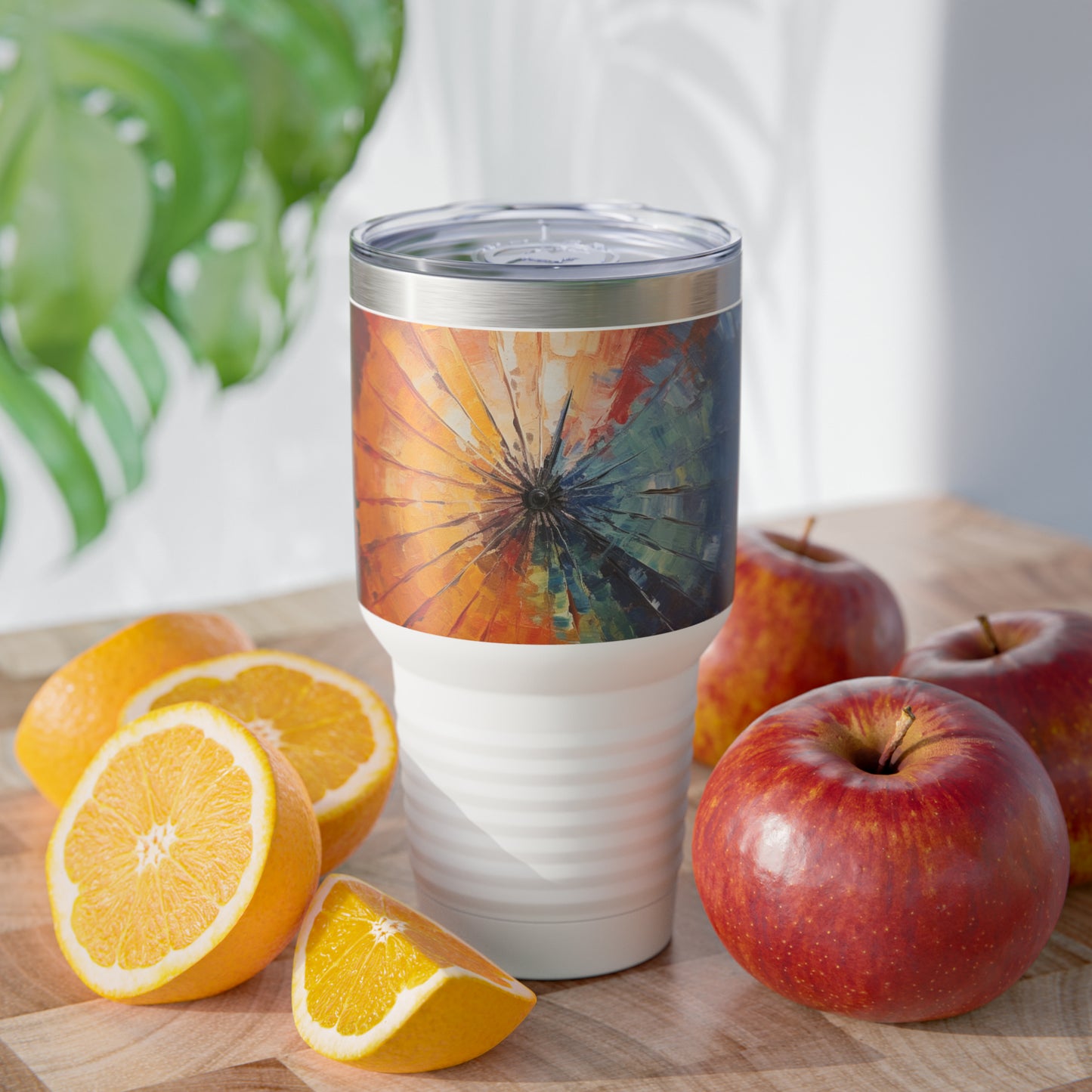 Reflecting Creativity: Abstract Art Ringneck Tumbler, Japanese Umbrella Edition, A Canvas for Your Imagination