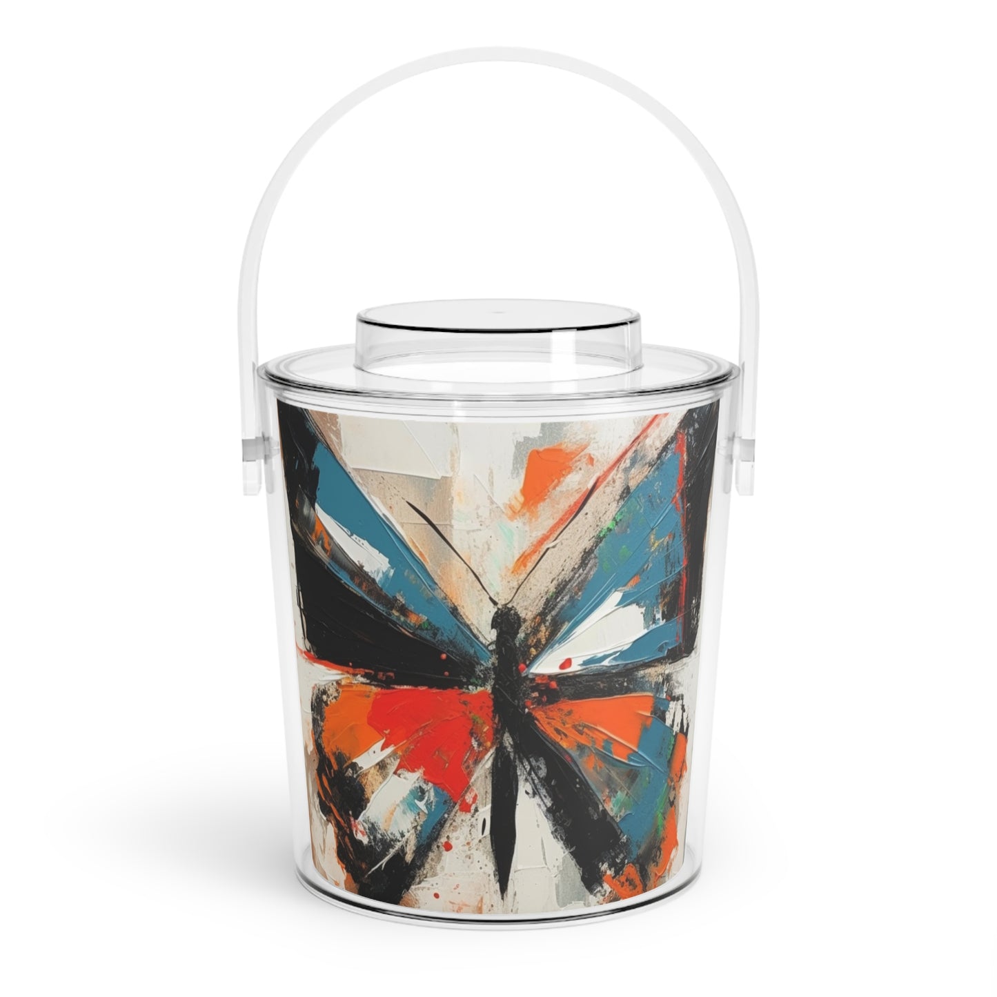 Monarch Butterfly Elegance: Ice Bucket with Tongs with Artistic Flair