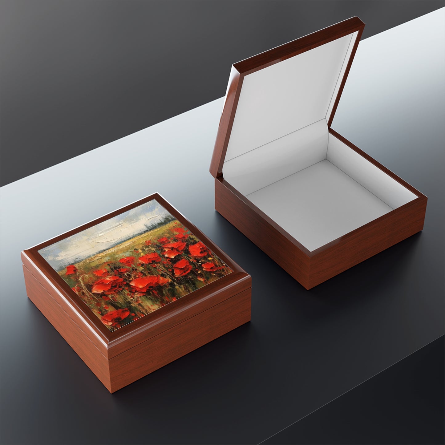 Abstract Poppy Fields: Jewelry Box for Artistic Inspiration
