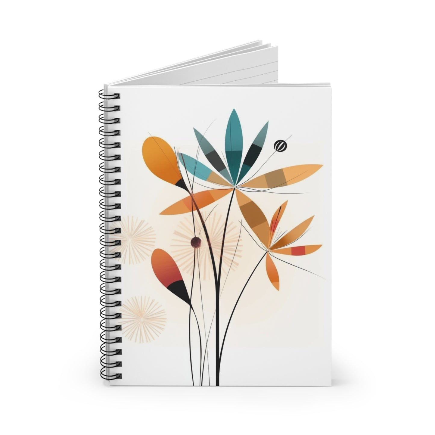 Vintage Flora: Flower Drawings and Midcentury Modern Aesthetics on a Spiral Notebook