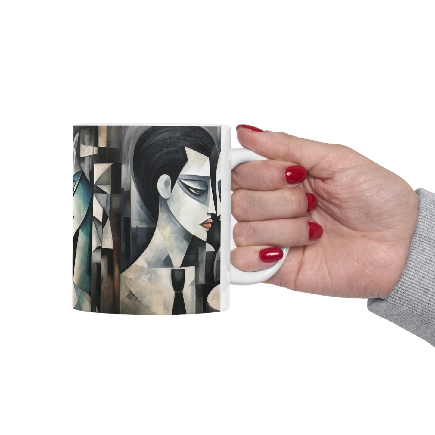 Ceramic Mug with Cubist Art: Artistic Finesse and Abstract Flair