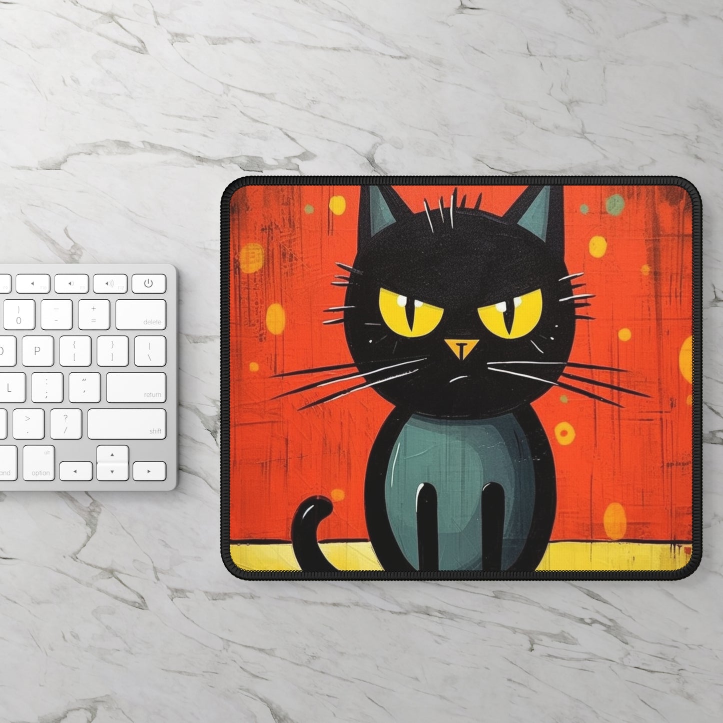 Fashionably Retro Feline: Midcentury Modern Gaming Mouse Pad with a Vintage Cat-Inspired Flair