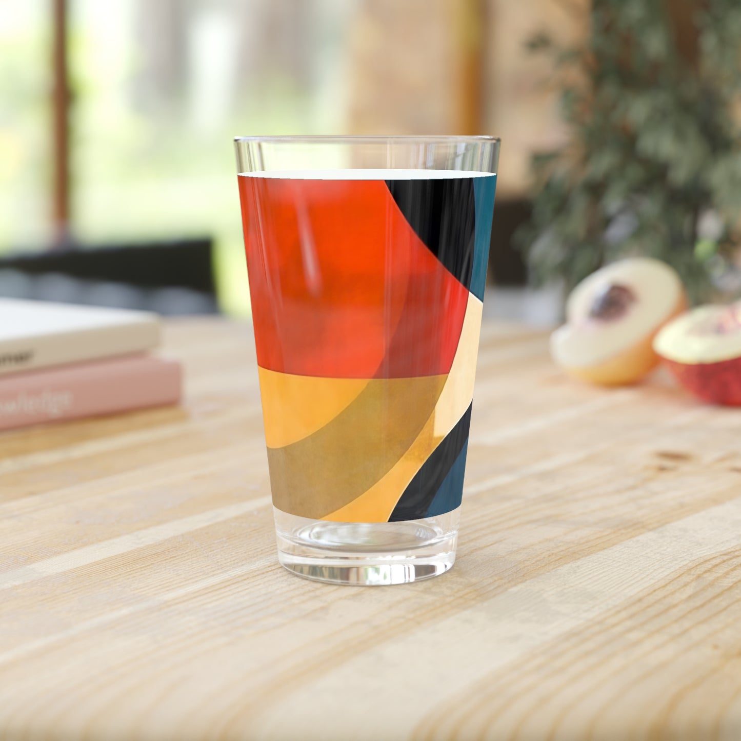 Geometric Wonders: Abstract Midcentury Modern Pint Glass for Art Lovers
