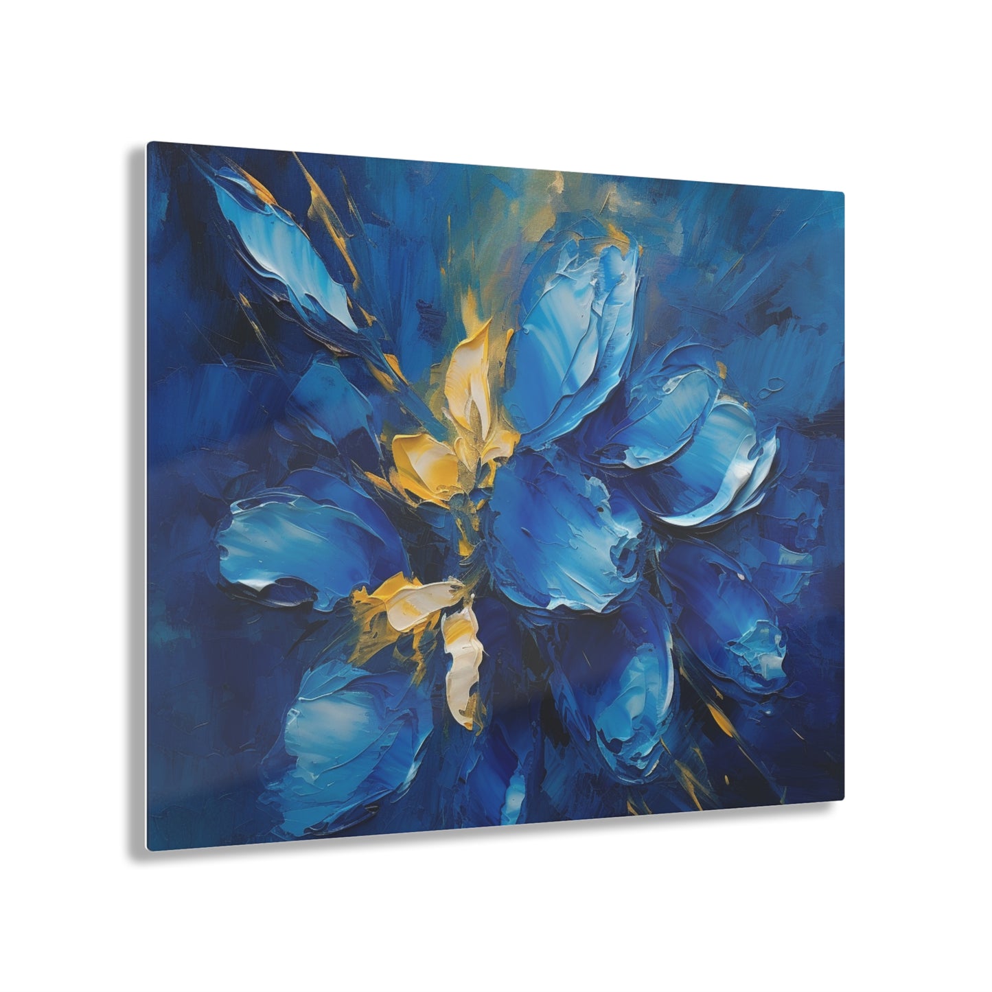 Abstract Wallpaper Acrylic Prints: Immersive Floral Beauty with Blue Orchid Motif