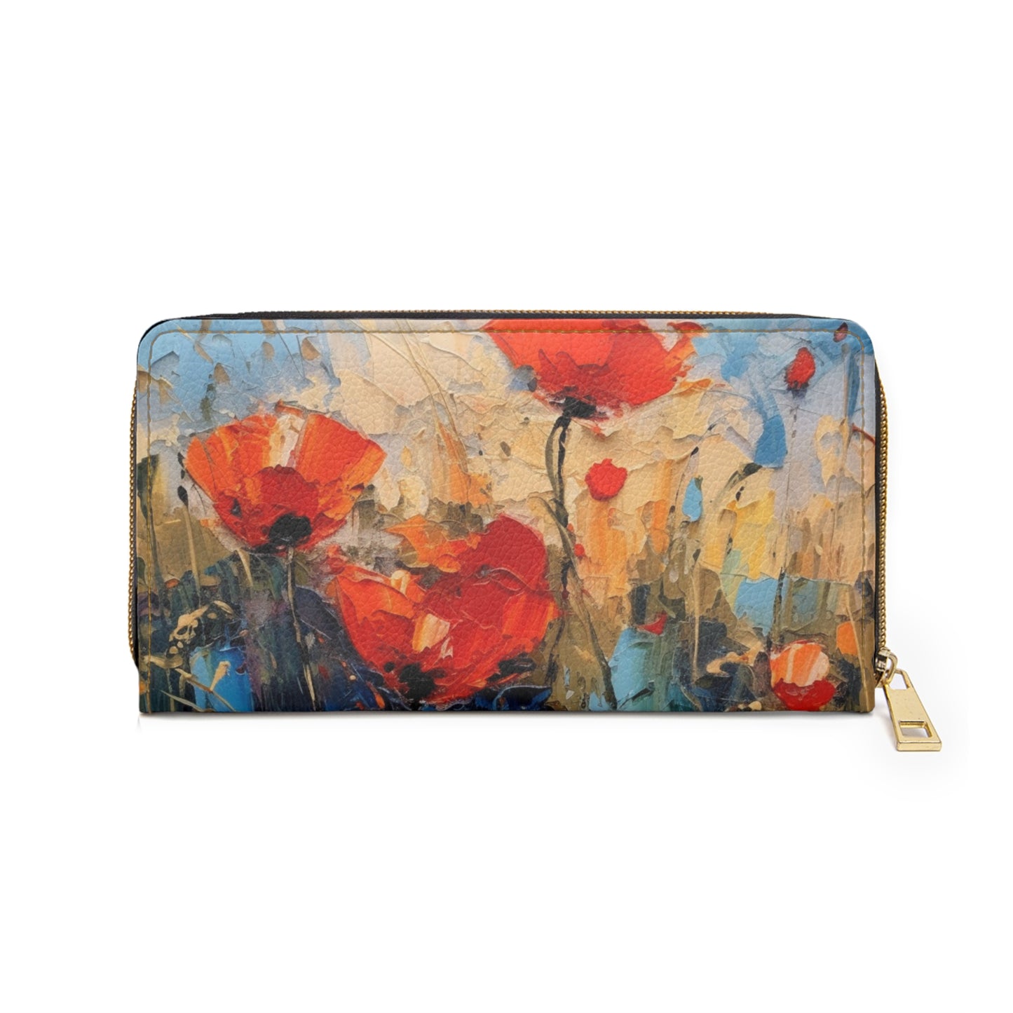 Zipper Wallet Paradise: Abstract Poppy Artwork and Flower Drawings