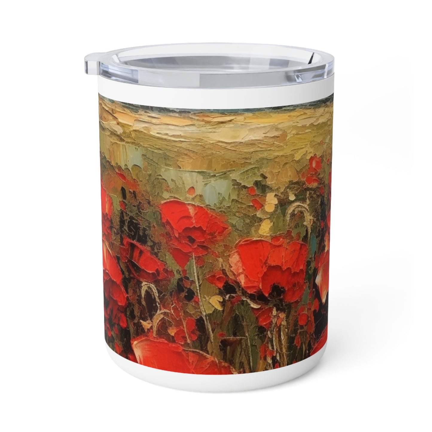 Abstract Poppy Fields: Insulated Coffee Mug for Artistic Inspiration