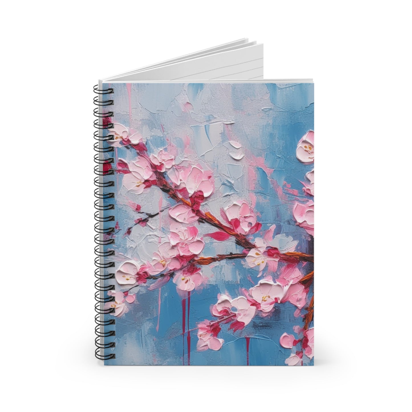 Spiral Notebook with Abstract Cherry Blossom Drawing