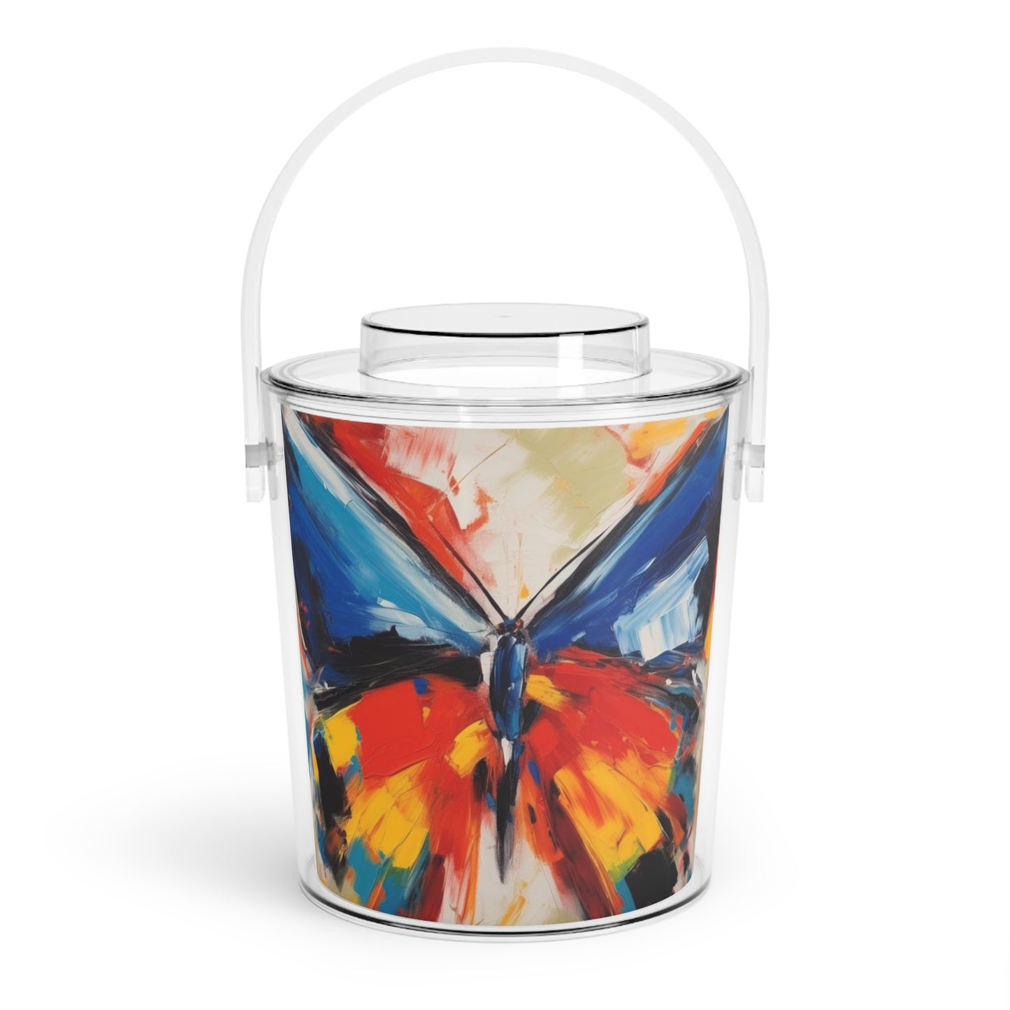 Brush Strokes of Butterfly Splendor: Ice Bucket with Tongs for Artistic Inspiration