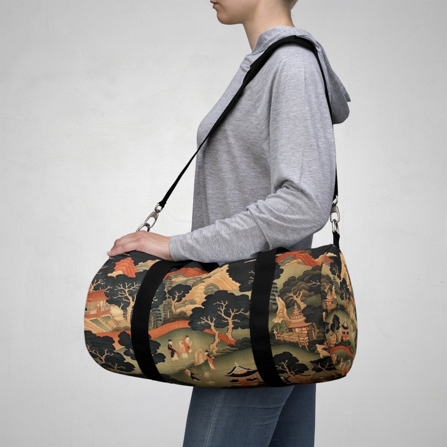 Tapestry Treasures: Japanese-inspired Duffel Bag for Art Lovers