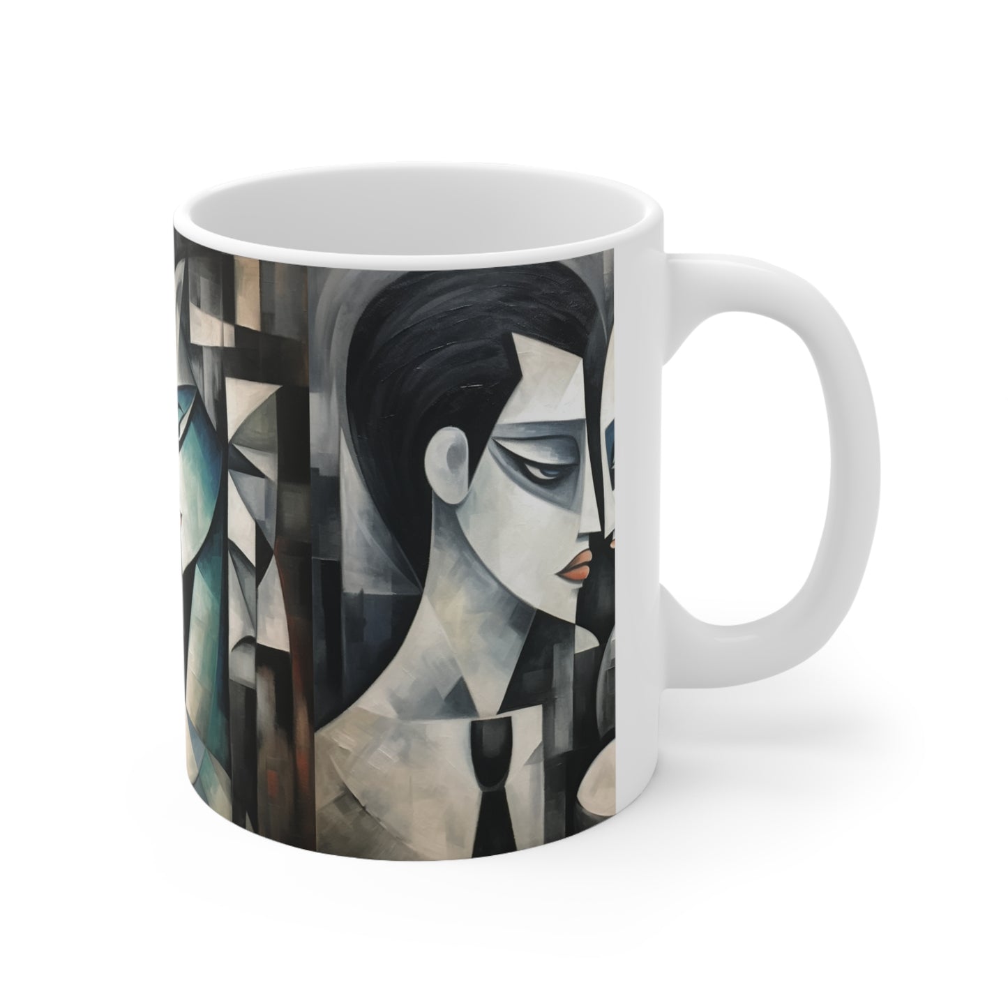 Ceramic Mug with Cubist Art: Artistic Finesse and Abstract Flair