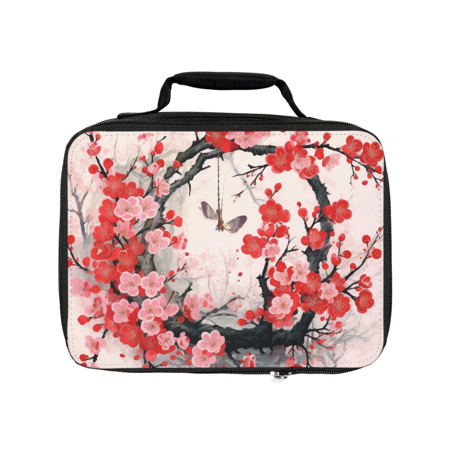 Cherry Blossom Delight: Lunch Bag Adorned with Intricate Flower Drawings and Artistry