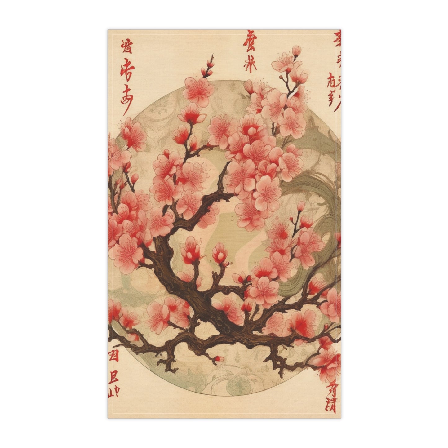 Whimsical Blossom Dreams: Kitchen Towel with Delightful Flower Drawings and Cherry Blossoms