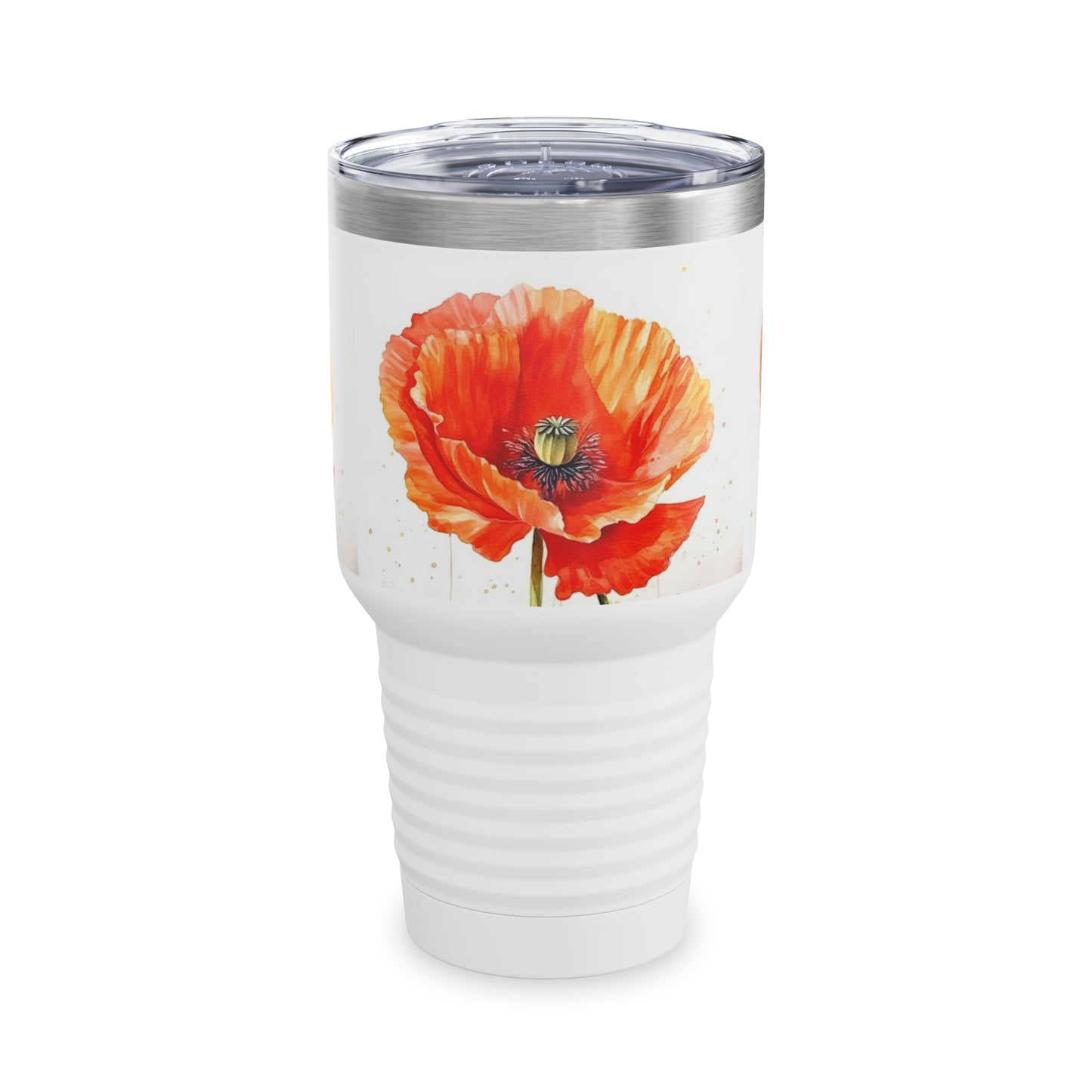 Vibrant Poppies: Ringneck Tumbler with Watercolor Floral Elegance