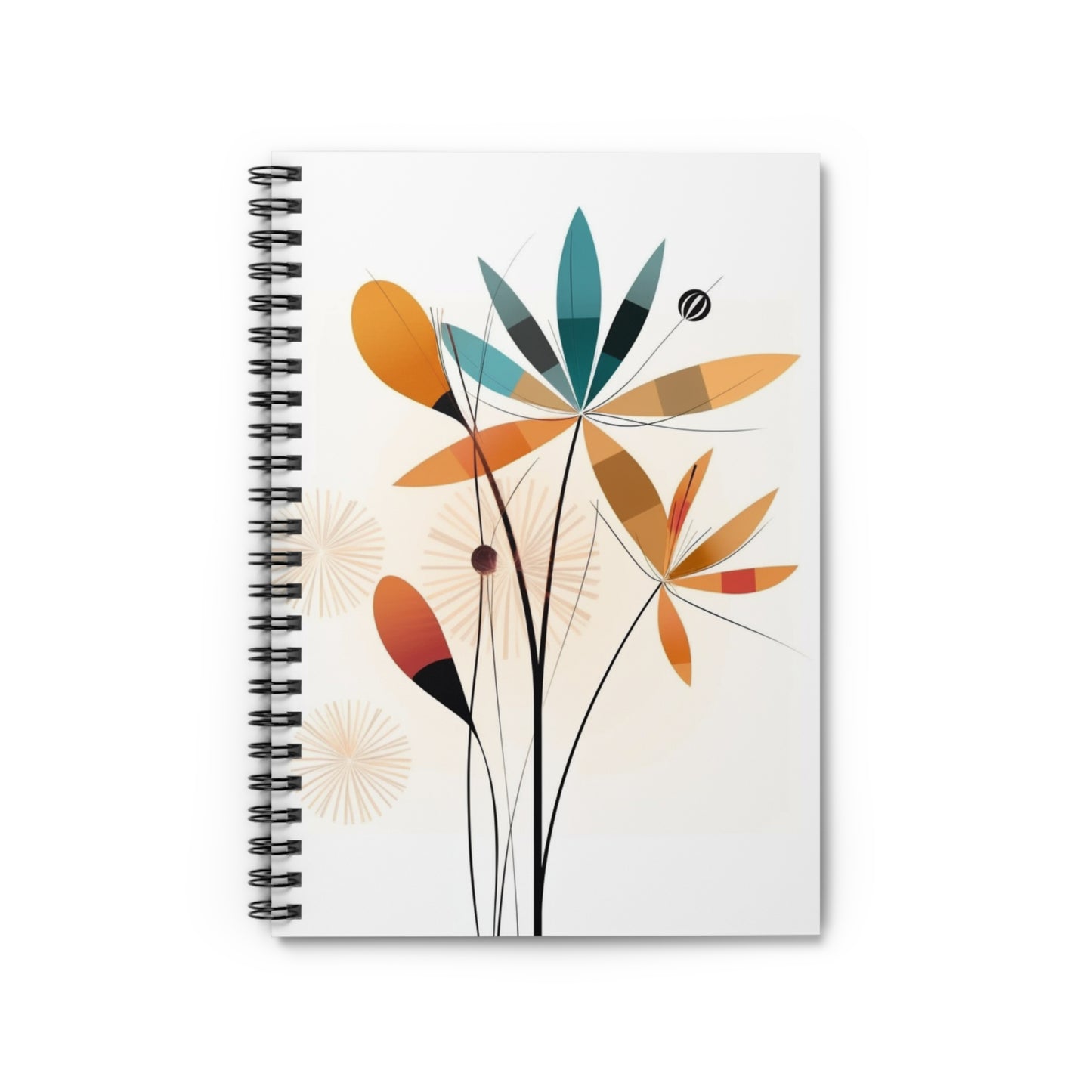 Vintage Flora: Flower Drawings and Midcentury Modern Aesthetics on a Spiral Notebook