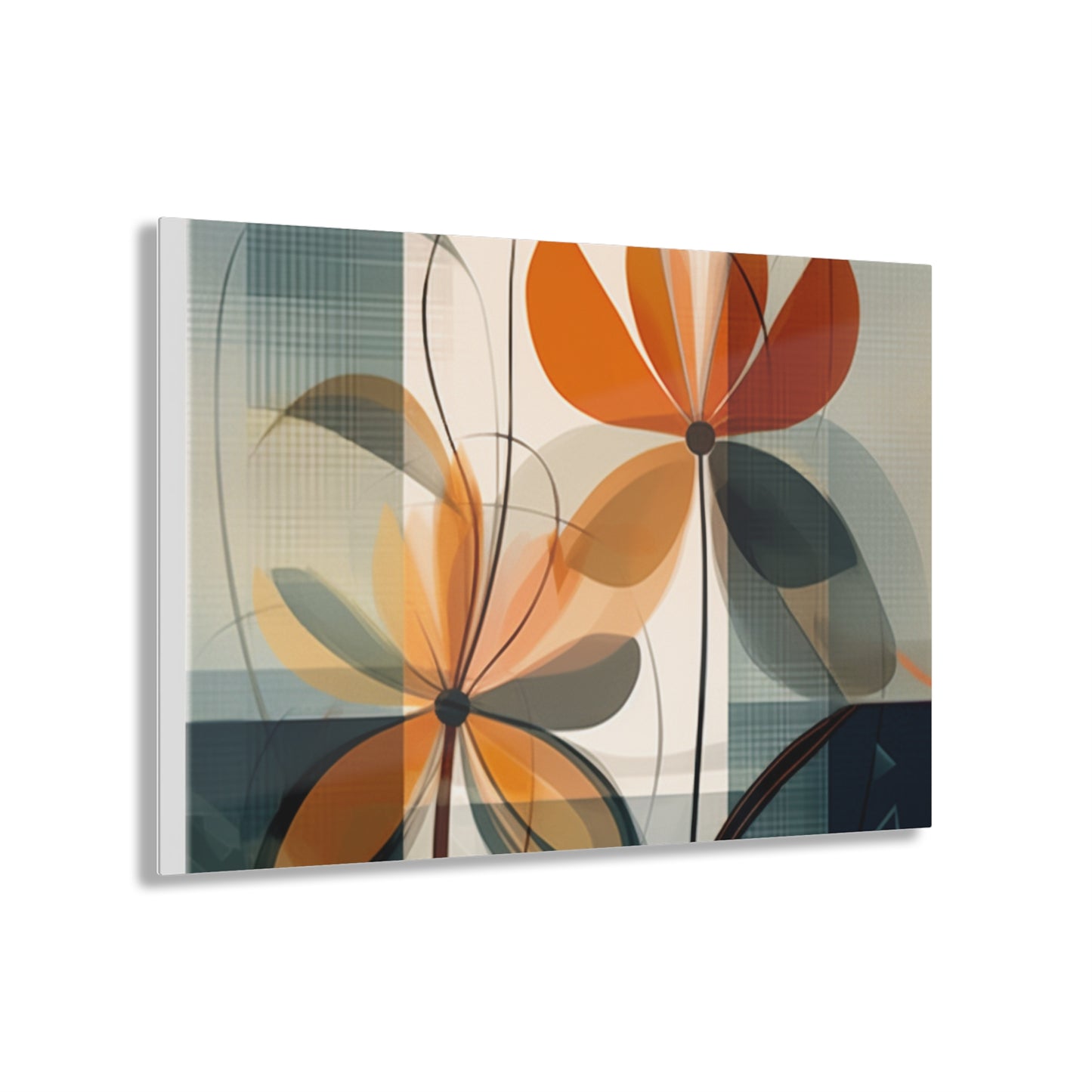 Botanical Chic: Flower Drawings and Minimalist Acrylic Prints Design with Midcentury Flair
