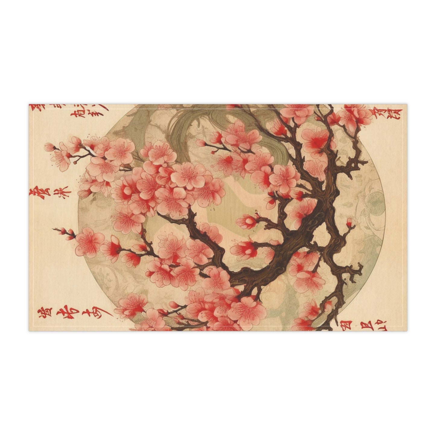 Whimsical Blossom Dreams: Kitchen Towel with Delightful Flower Drawings and Cherry Blossoms