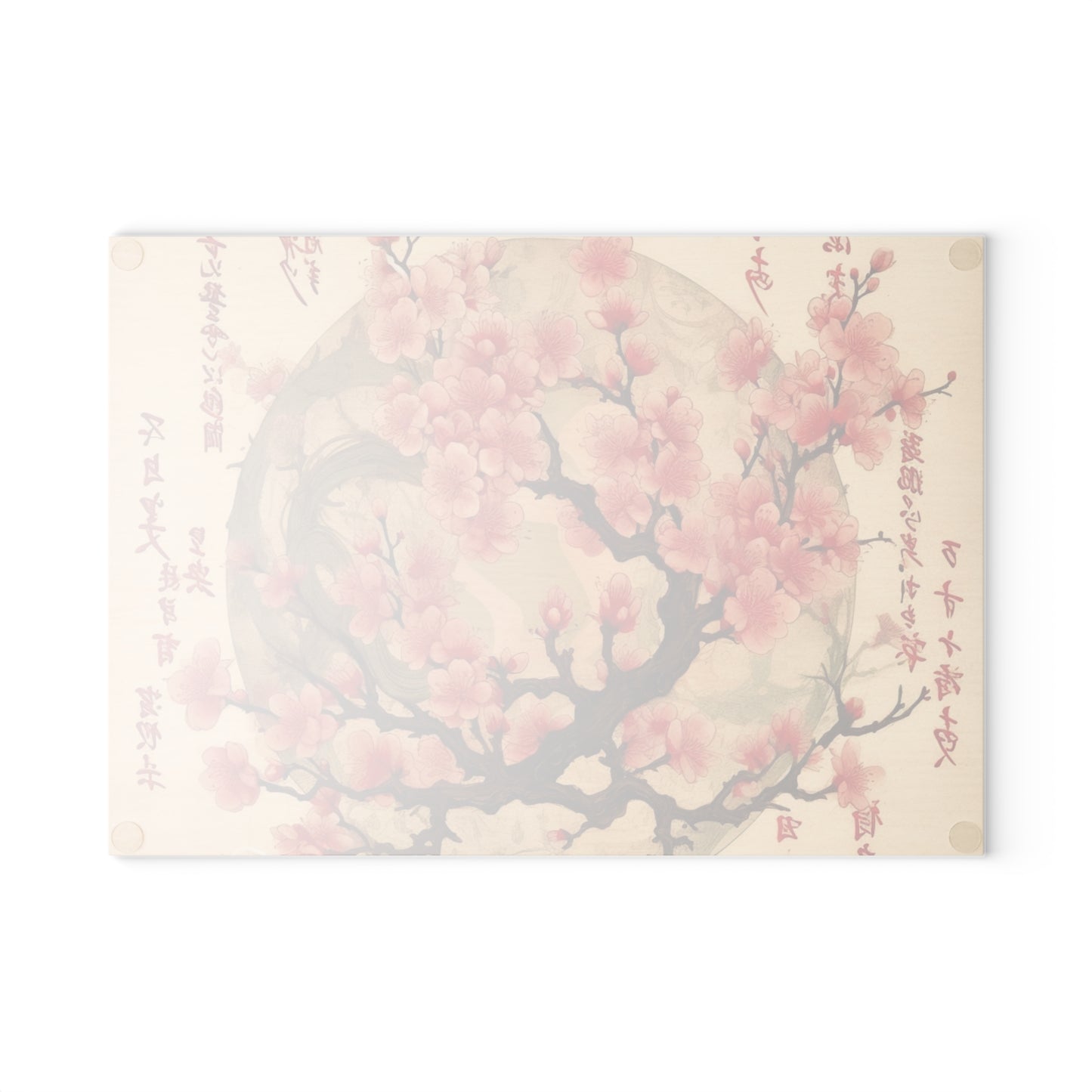 Whimsical Blossom Dreams: Glass Cutting Board with Delightful Flower Drawings and Cherry Blossoms