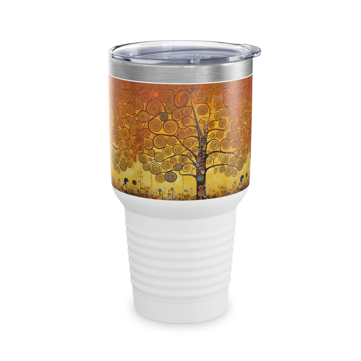 Symbolic Serenity: Ringneck Tumbler with Gustav Klimt's Tree of Life, Inspiring Artistic Elegance