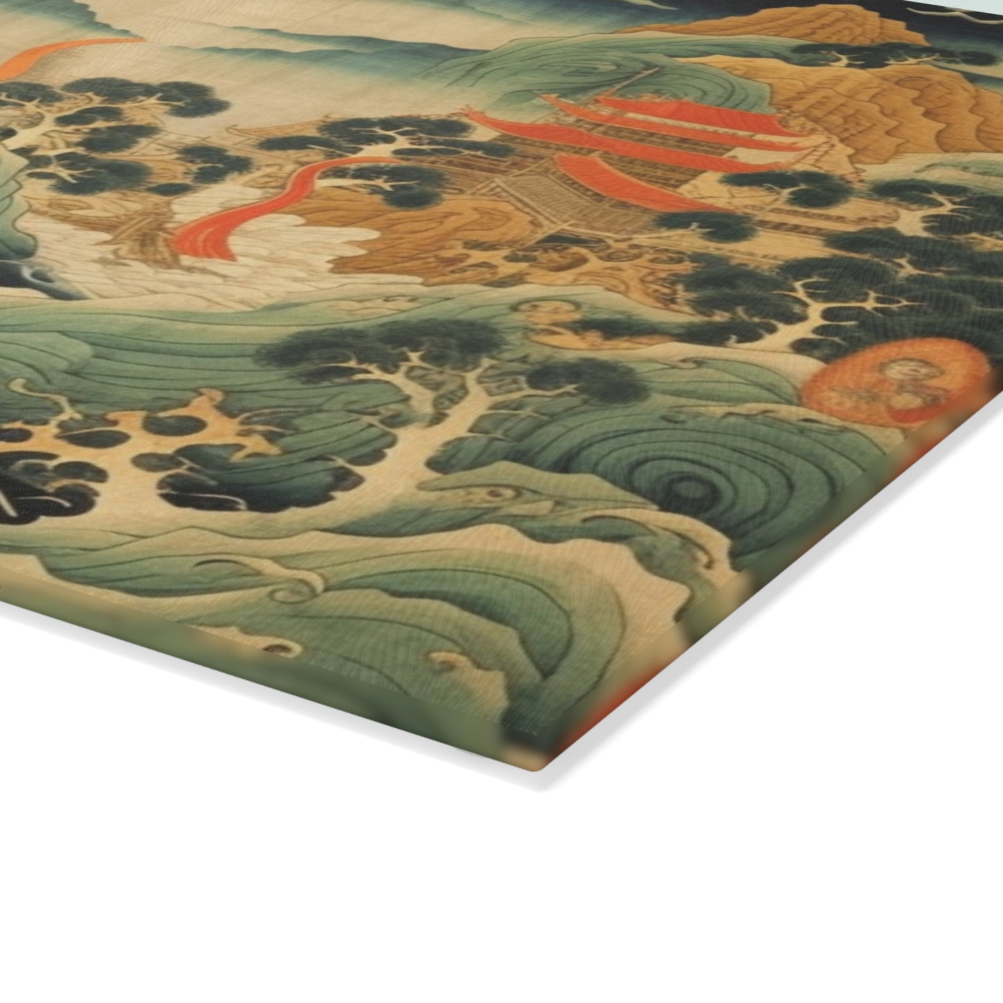 Harmony of the Elements: Japanese Tapestry-Inspired Glass Cutting Board