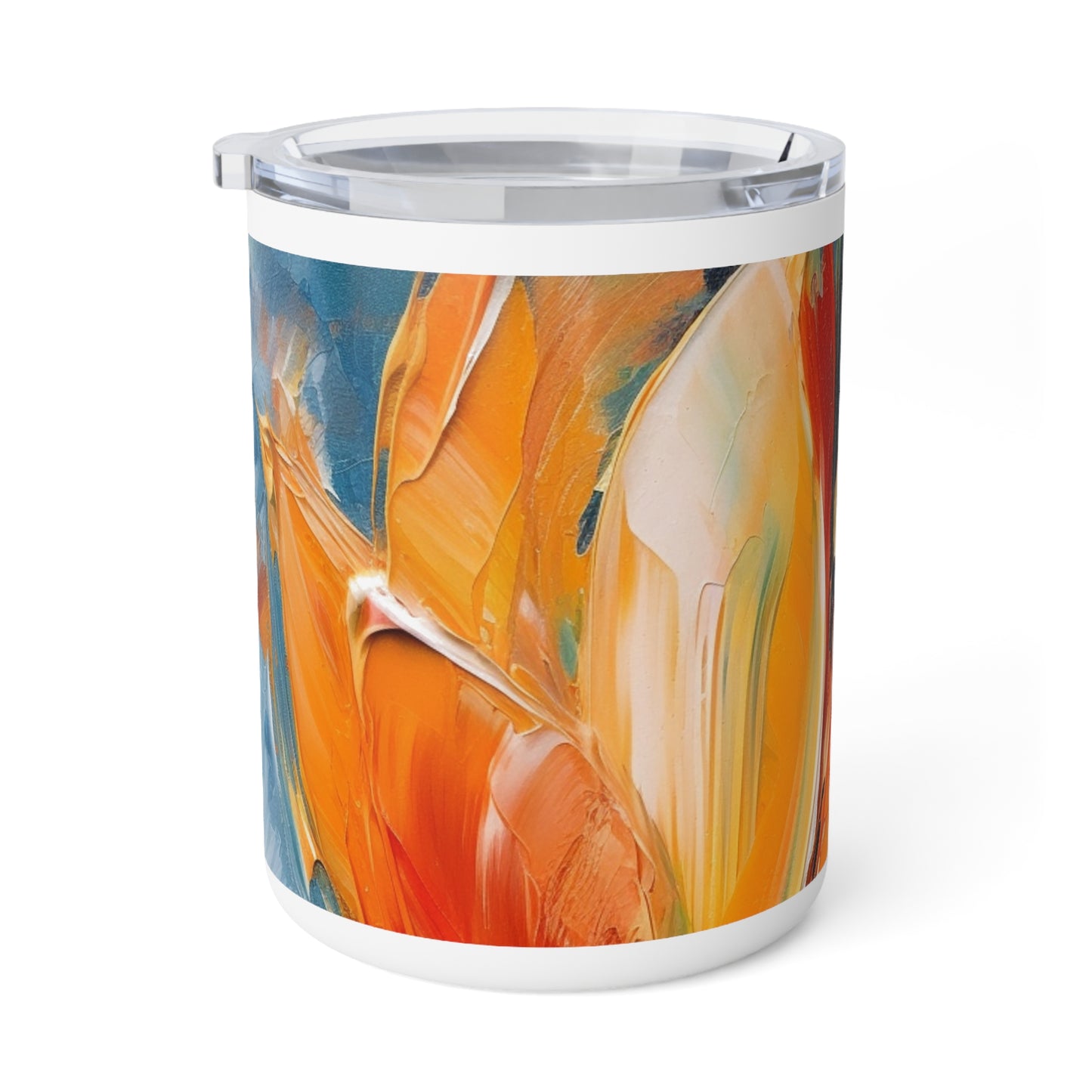 Orange Tulip Magic on Insulated Coffee Mug : A Blossoming Artistic Delight