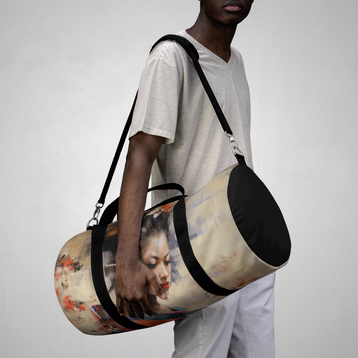 Japanese-Inspired Abstract Oil Painting Duffel Bag:Celebrating Geisha Beauty