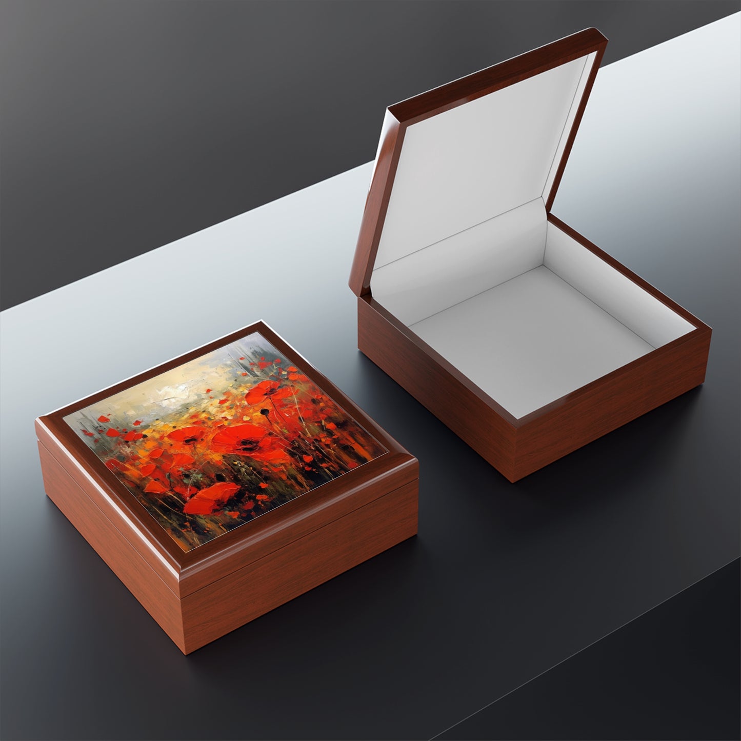 Whimsical Poppy Art on Jewelry Box