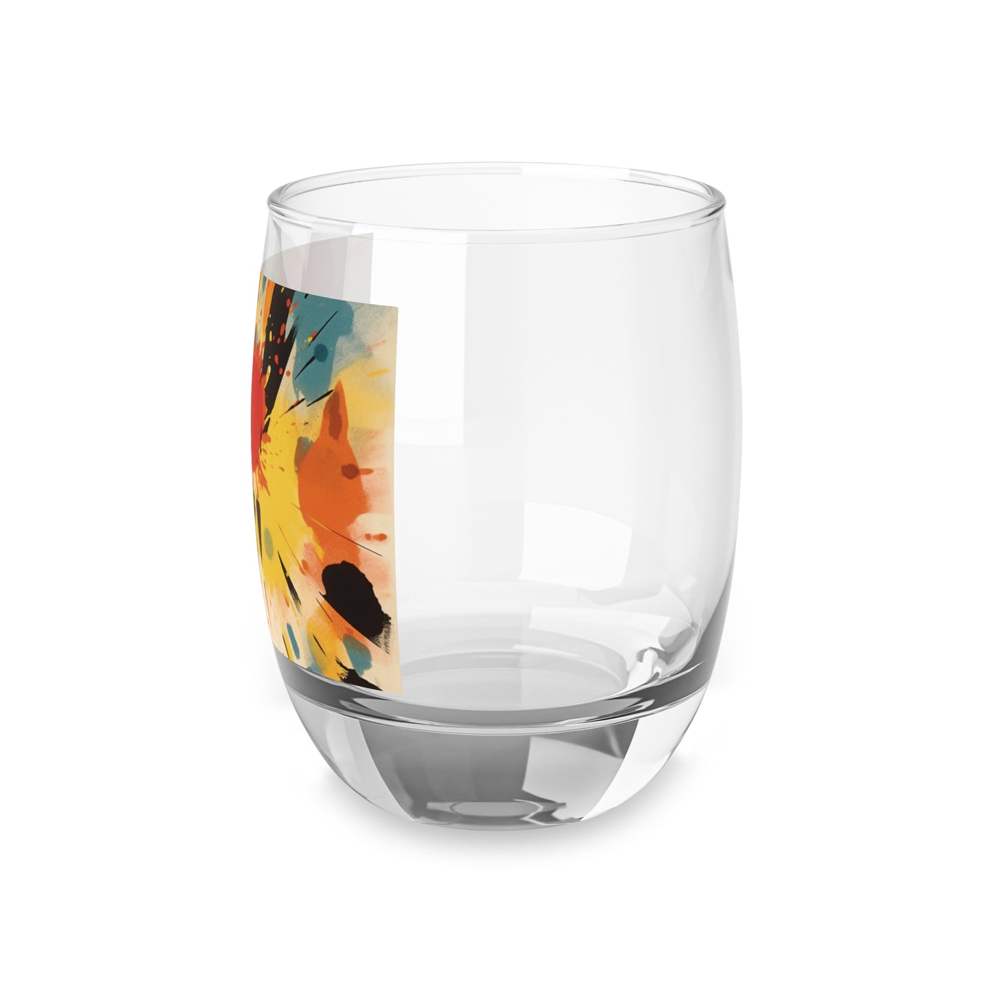 Cosmic Fusion: Abstract Art Whiskey Glass