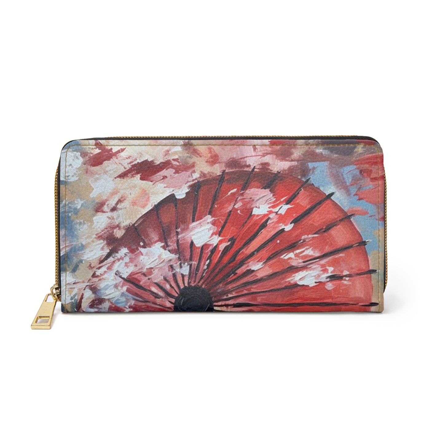 Abstract Japanese Umbrella Painting Zipper Wallet