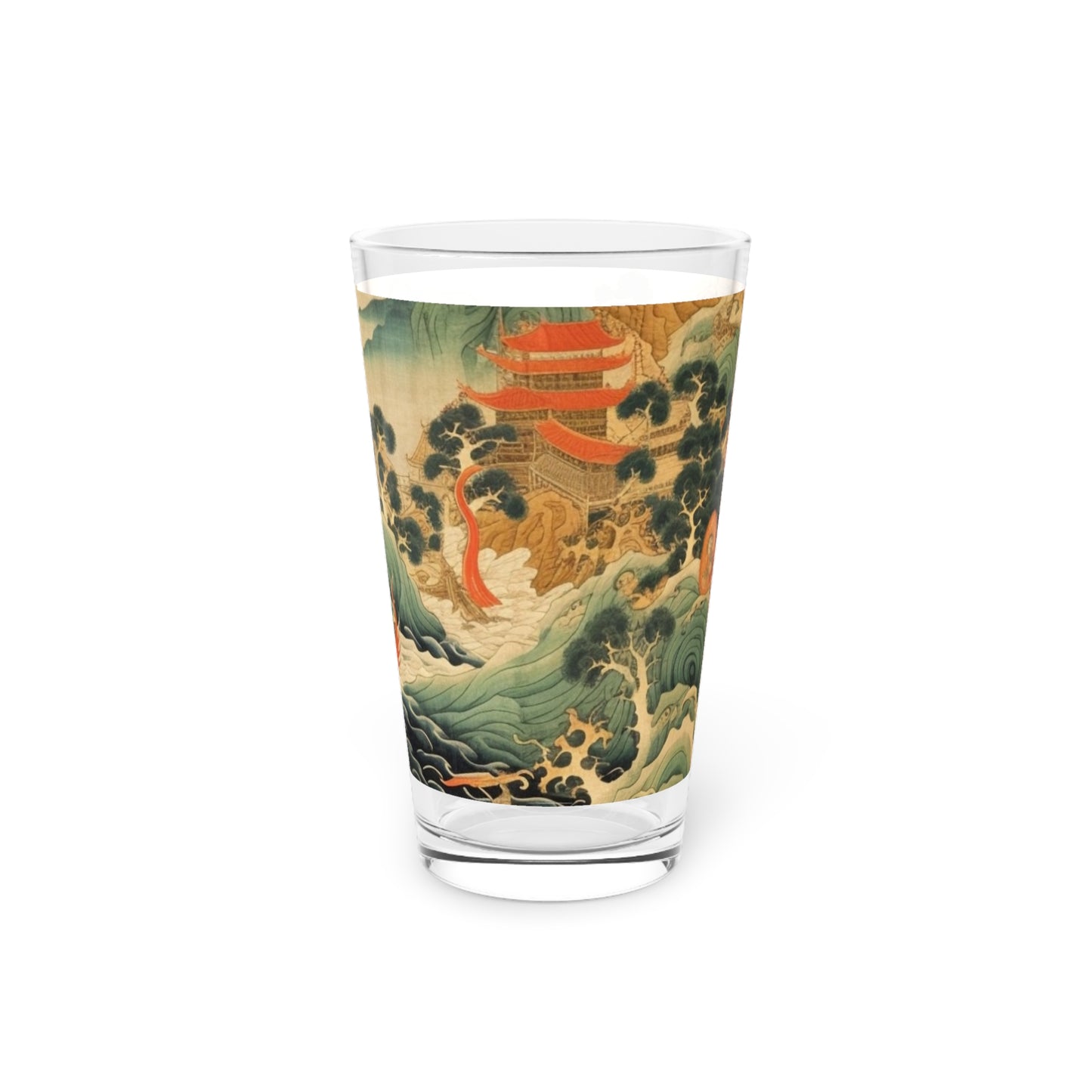Harmony of the Elements: Japanese Tapestry-Inspired Pint Glass