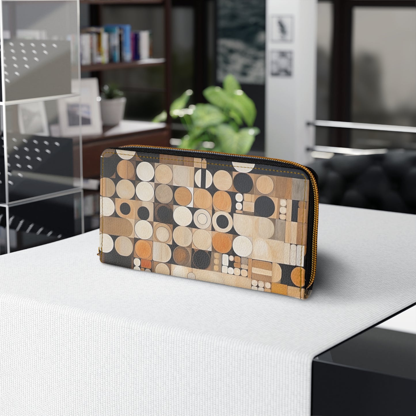 Earthy Harmony: Geometric Zipper Wallet