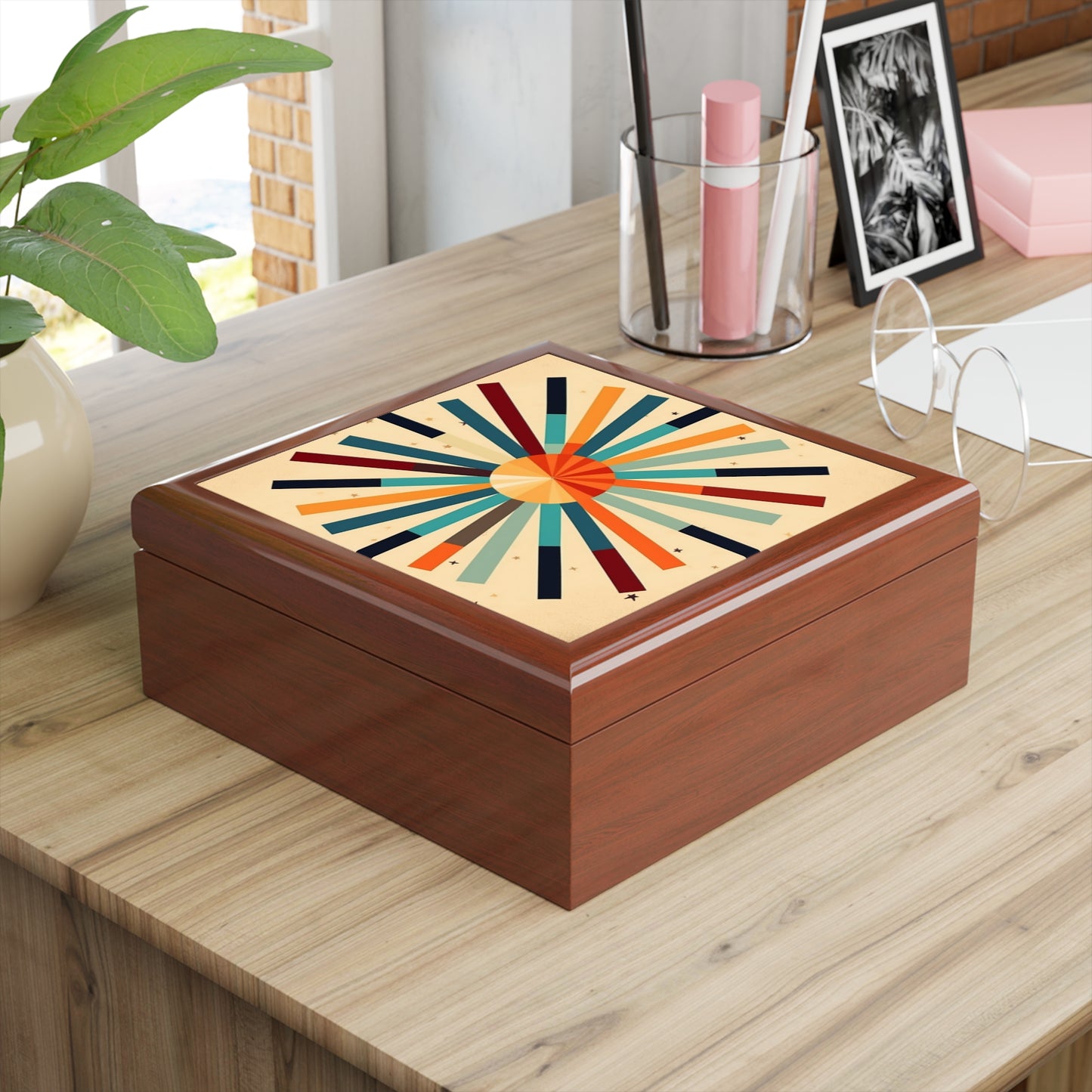 Artistic Abstractions: Starburst Candy Colored Jewelry Box for Modern Abstract Art Lovers