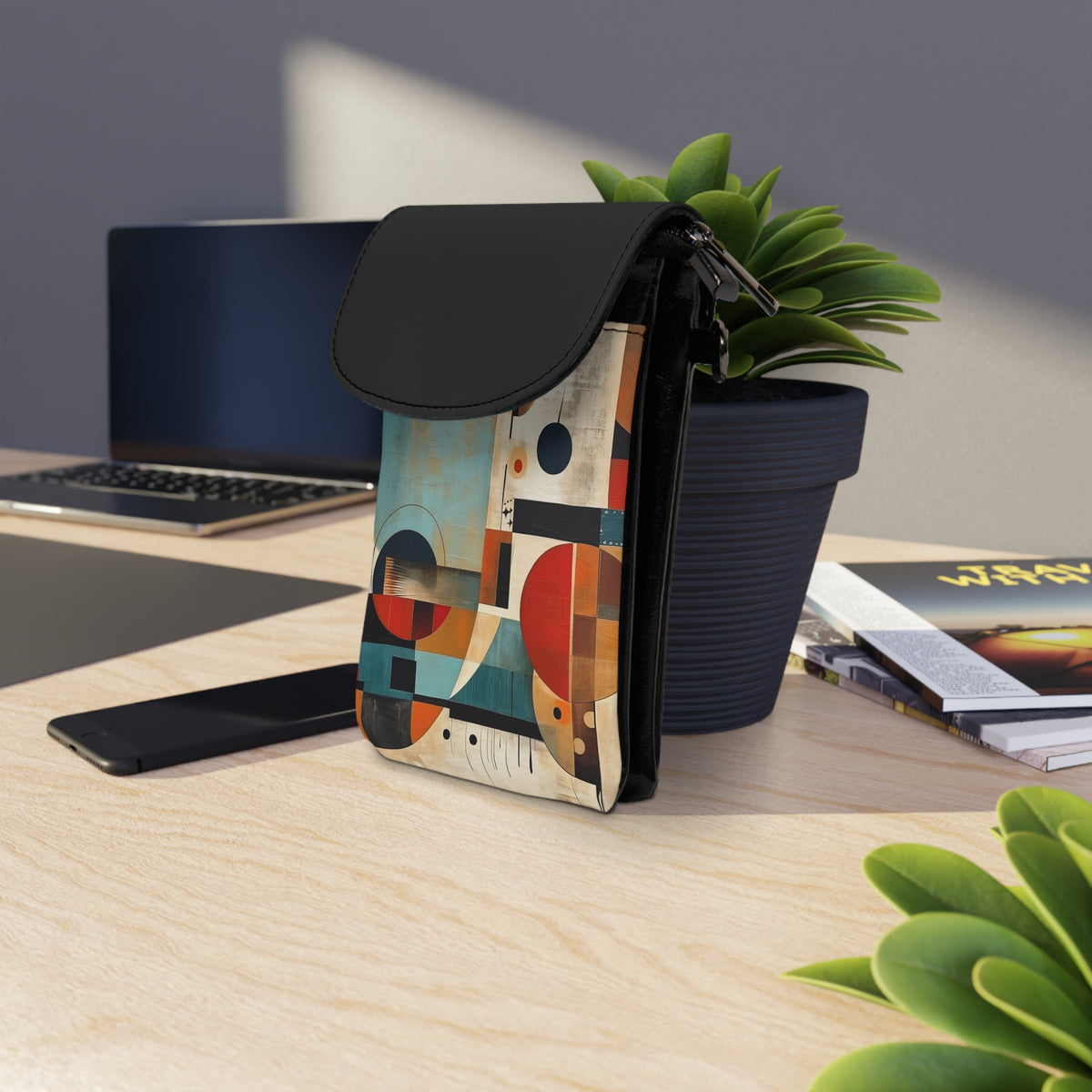 Retro Revival: Midcentury Modern Small Cell Phone Wallet with 1950s and 1960s Fashion Vibes