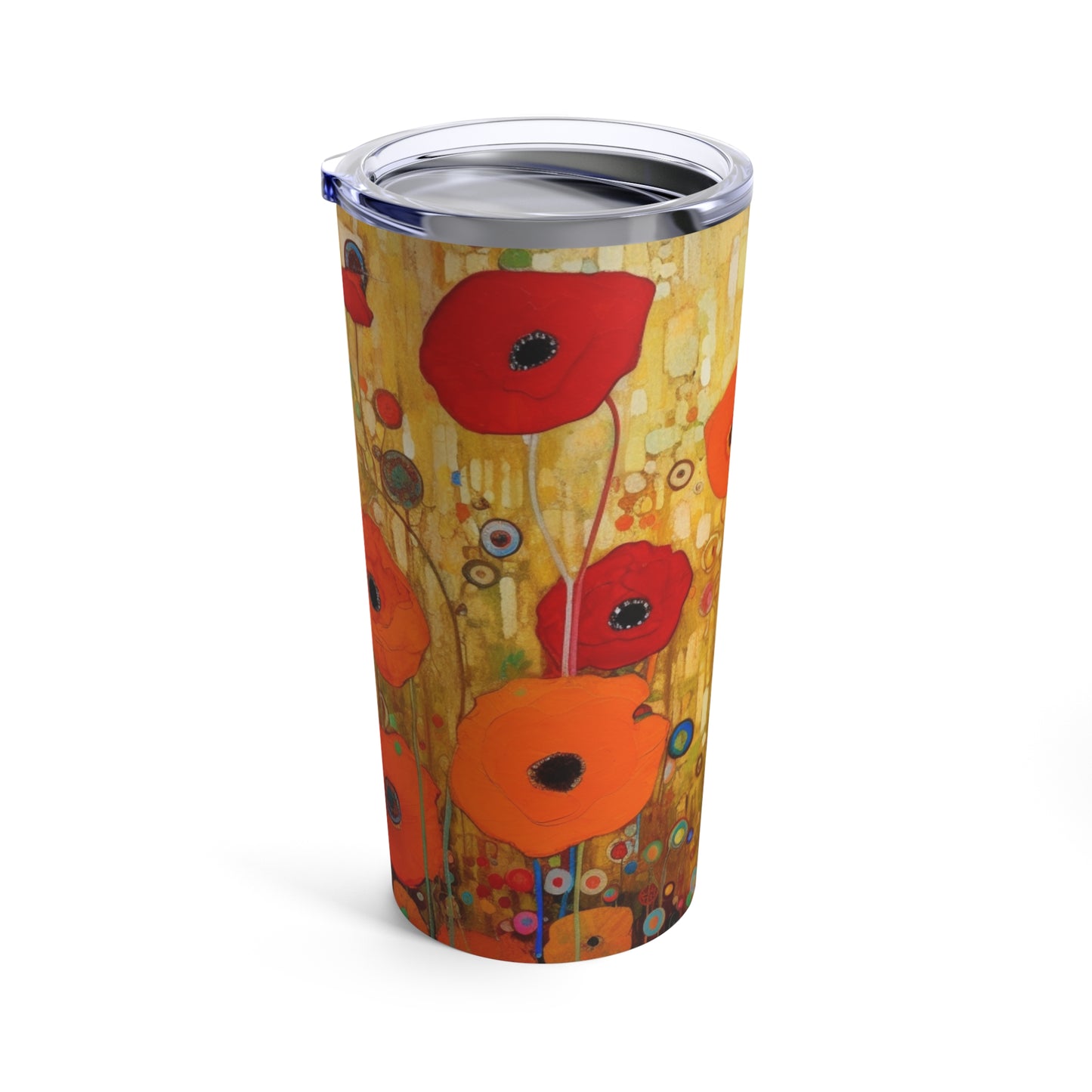 Floral Symphony: Tumbler showcasing Gustav Klimt's Poppies in Art Nouveau