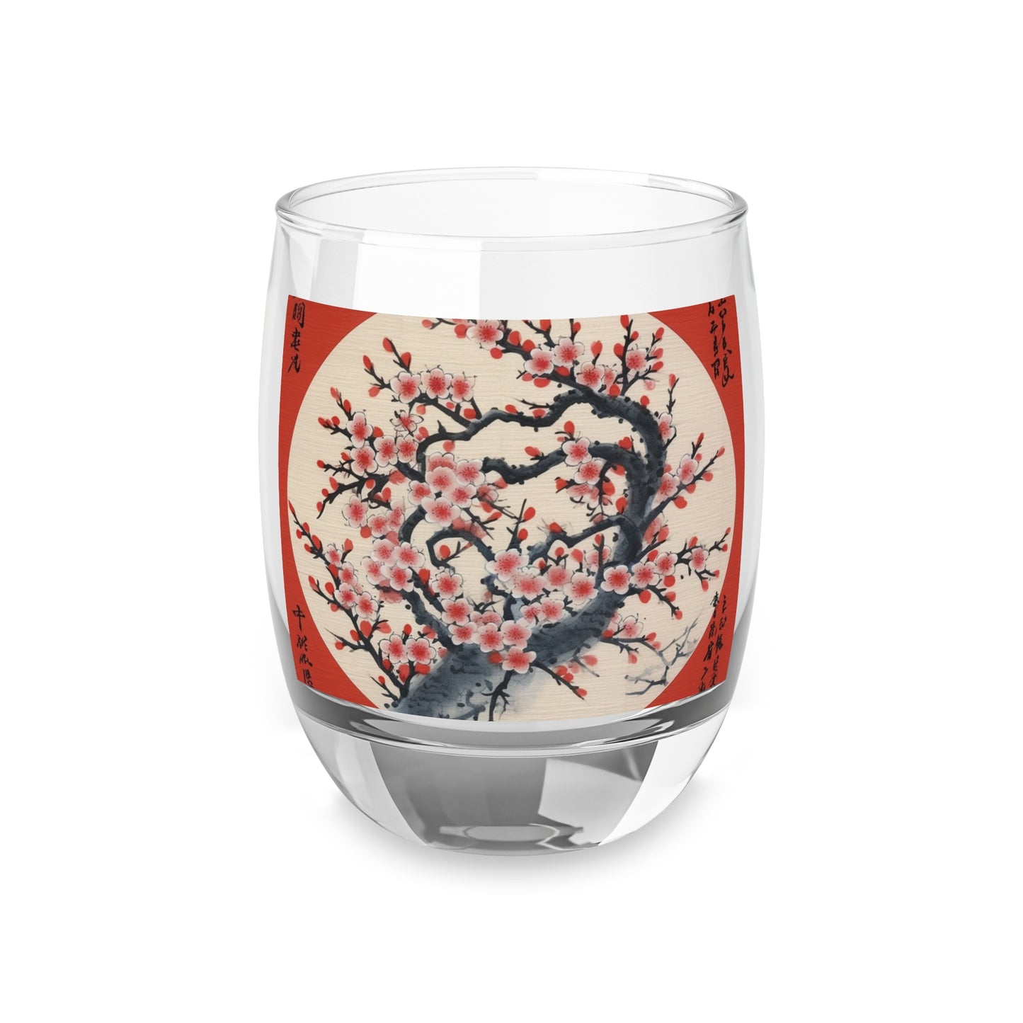 Enchanting Petal Symphony: Whiskey Glass Celebrating Cherry Blossom Tree Drawings