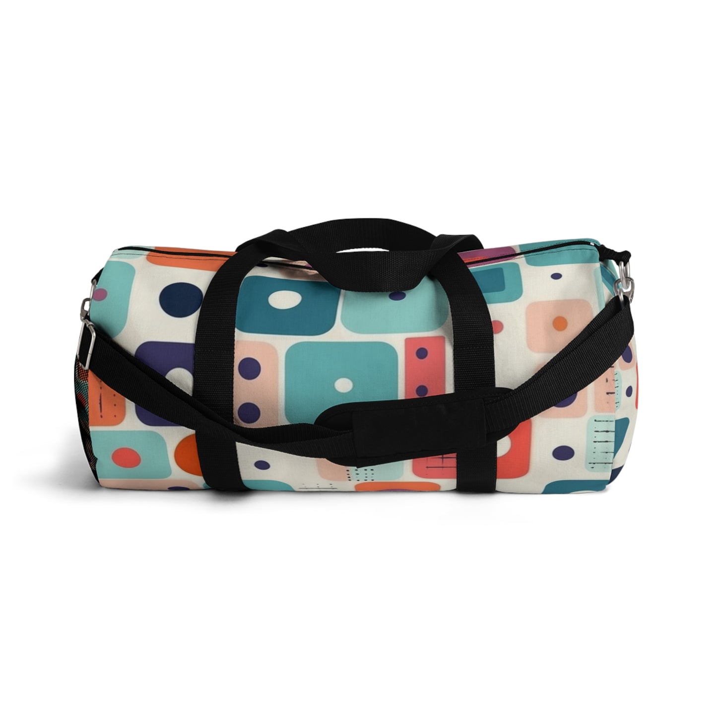 Retro Chic: Atomic Age-Inspired Duffel Bag with Midcentury Modern Design and 1960s Fashion