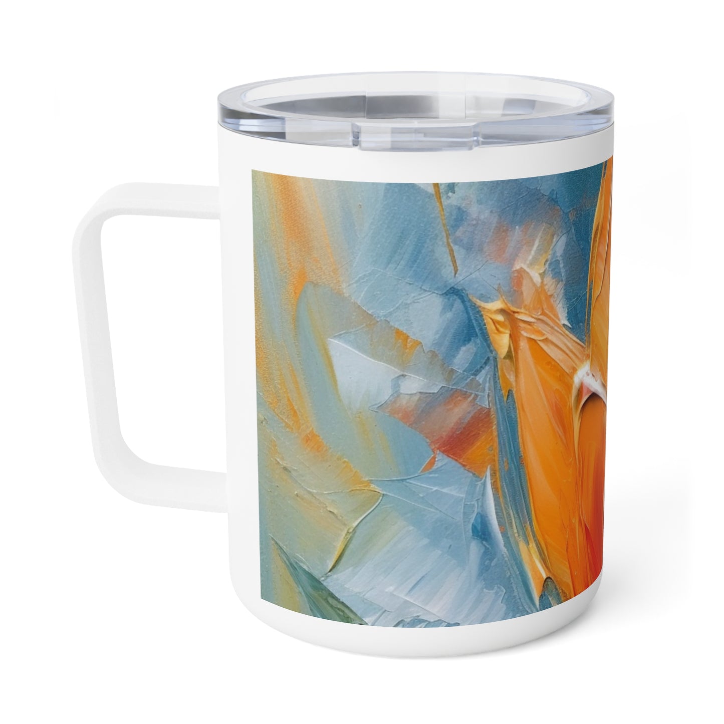 Orange Tulip Magic on Insulated Coffee Mug : A Blossoming Artistic Delight