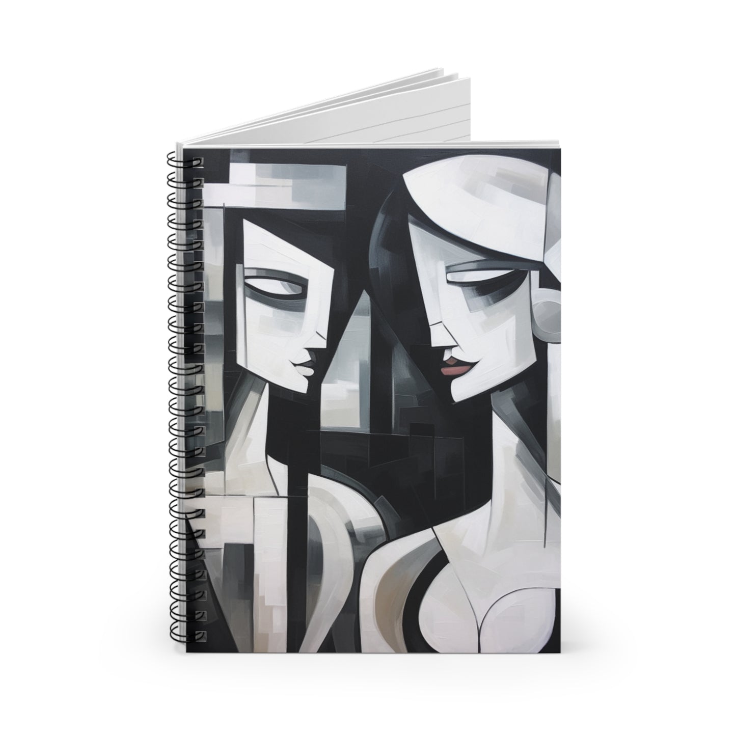 Black and White Wallpaper Spiral Notebook: Immersive Cubist Style in Every Word