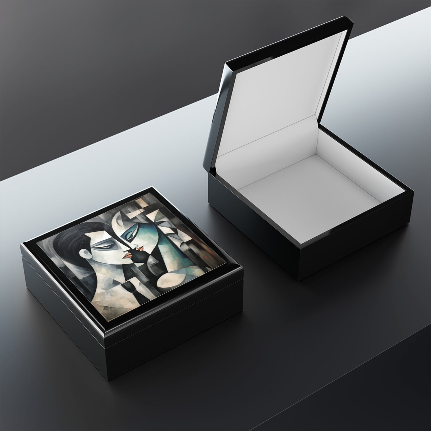 Jewelry Box with Cubist Art: Sip with Artistic Finesse and Abstract Flair