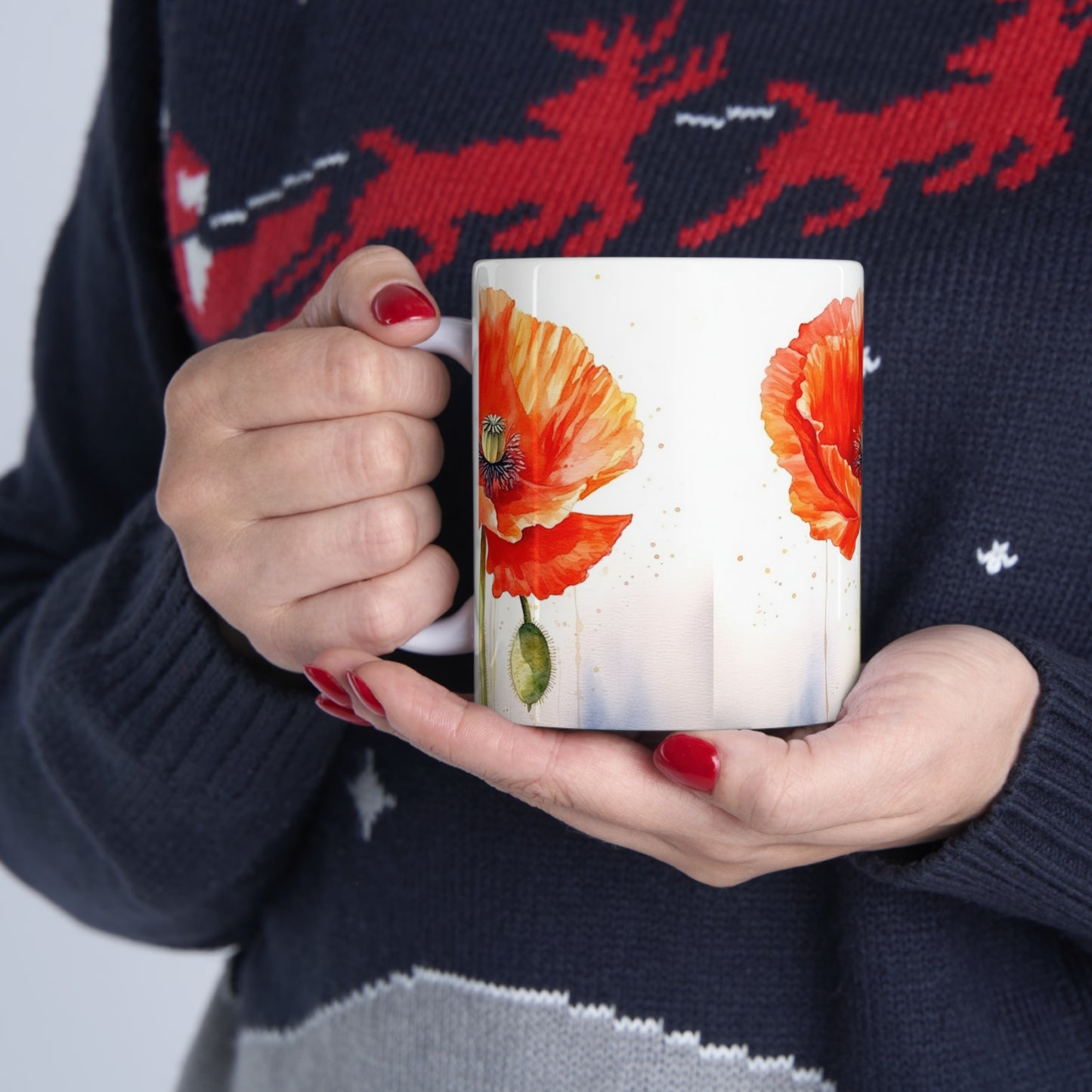 Indulge in Artistic Sips with Watercolor Flower Drawings Ceramic Mug